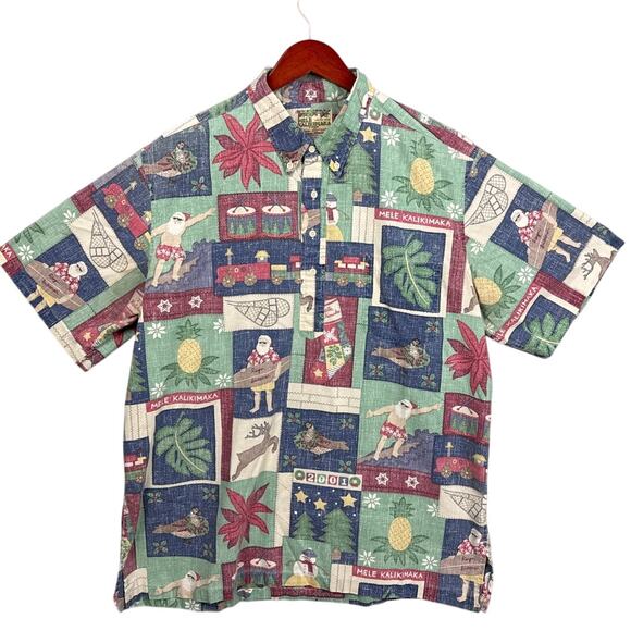 Vintage Y2K Reyn Spooner Mele Kalikimaka Pullover Camp Shirt Limited Issue XXL - Picture 1 of 10